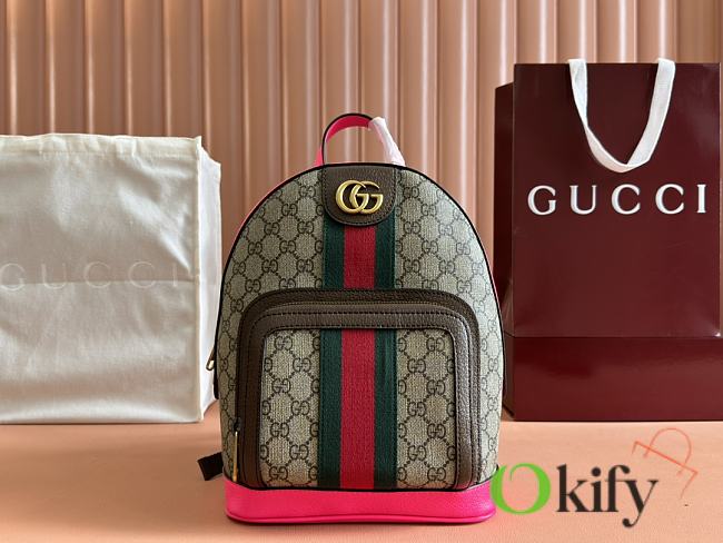 Okify Gucci Ophidia Small Backpack In Pink Fuchsia 22x29x15cm  - 1