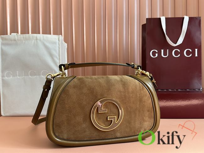 Okify Gucci Blondie medium shoulder bag in light brown suede 32x17x10cm  - 1