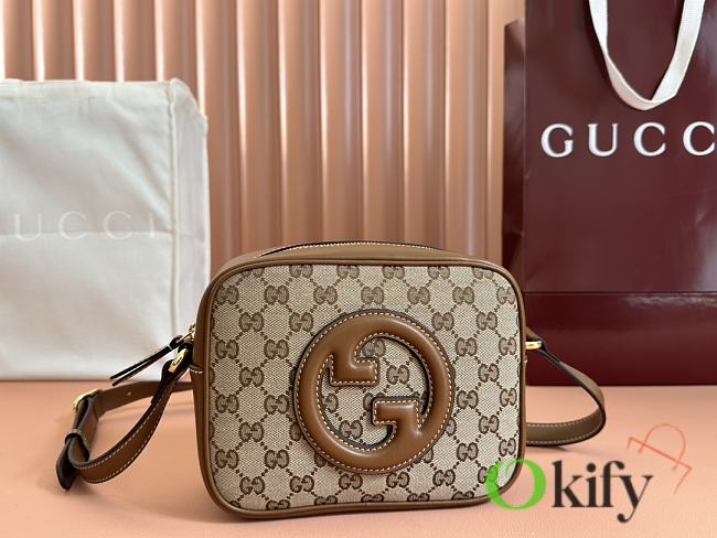 Okify Gucci Blondie mini beige and dark brown GG canvas shoulder 21x15.5x8cm  - 1