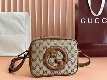 Okify Gucci Blondie mini beige and dark brown GG canvas shoulder 21x15.5x8cm 