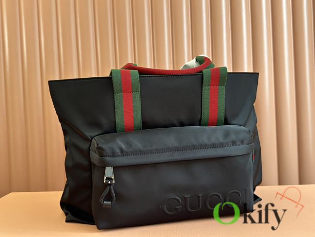 Okify Gucci Large black nilon tote bag with logo 45x32x15cm - 1