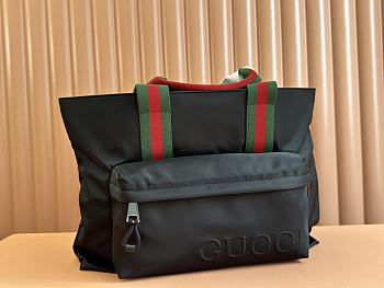 Okify Gucci Large black nilon tote bag with logo 45x32x15cm