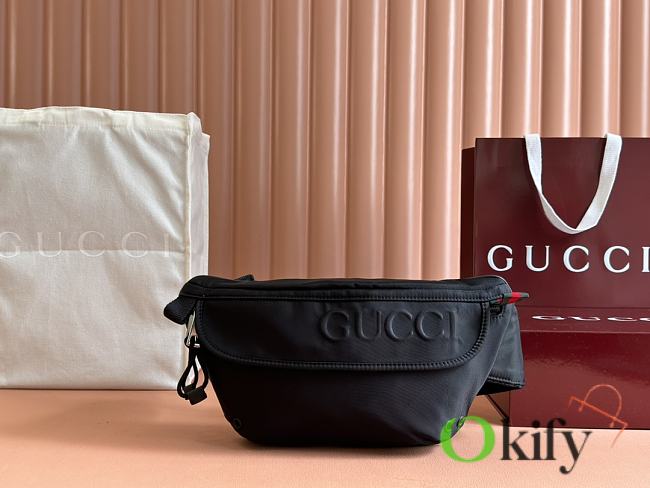 Okify Gucci Small Black nylon belt bag with logo 32x17x5cm - 1