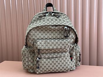 Okify Gucci large backpack in beige and ebony GG canvas for men 48x45x21cm