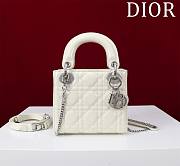 Okify Dior Lady three-grid in white with silver hardware 17x15x7cm - 1