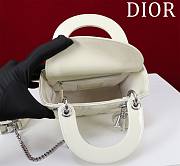 Okify Dior Lady three-grid in white with silver hardware 17x15x7cm - 3