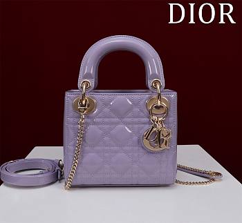 Okify Dior Lady three-grid in purple 17x15x7cm