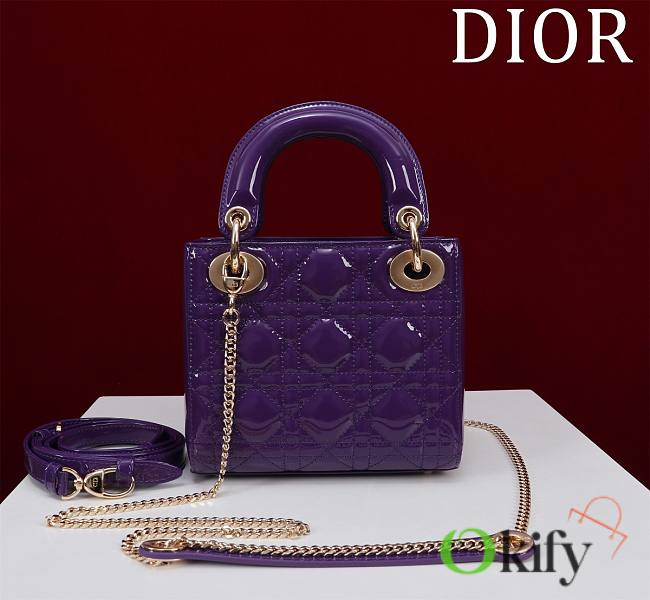 Okify Dior Lady three-grid in dark purple 17x15x7cm - 1