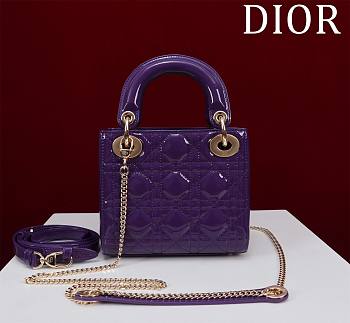 Okify Dior Lady three-grid in dark purple 17x15x7cm