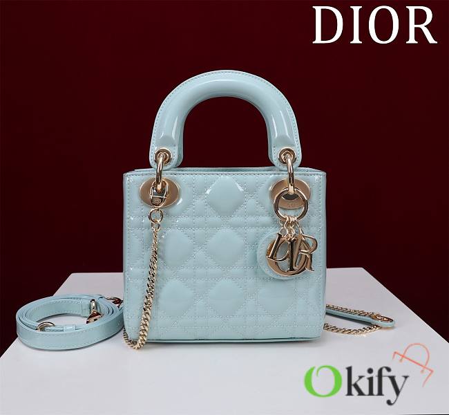 Okify Dior Lady three-grid in light blue 17x15x7cm - 1