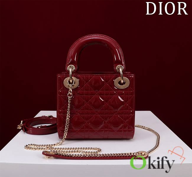 Okify Dior Lady three-grid in red 17x15x7cm - 1