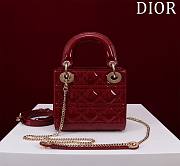 Okify Dior Lady three-grid in red 17x15x7cm - 1