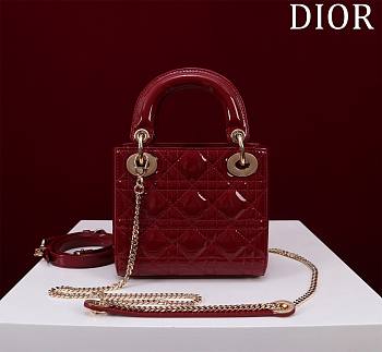 Okify Dior Lady three-grid in red 17x15x7cm