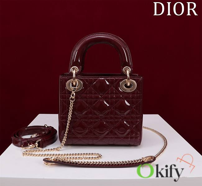 Okify Dior Lady three-grid in dark red 17x15x7cm - 1