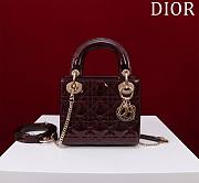 Okify Dior Lady three-grid in wine red 17x15x7cm - 1