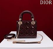 Okify Dior Lady three-grid in wine red 17x15x7cm - 3