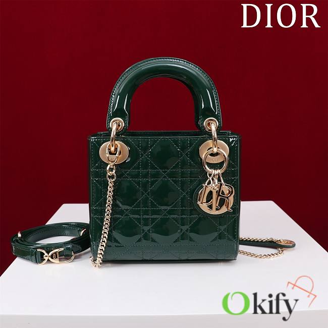 Okify Dior Lady three-grid in dark green 17x15x7cm - 1