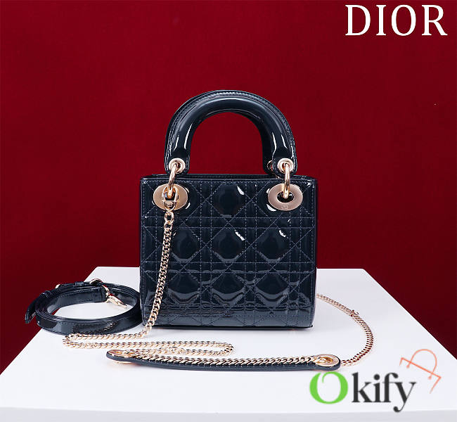 Okify Dior Lady three-grid in dark blue 17x15x7cm - 1