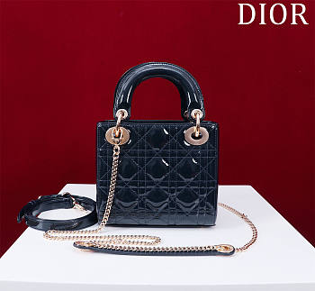 Okify Dior Lady three-grid in dark blue 17x15x7cm