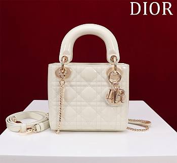 Okify Dior Lady three-grid in white with gold hardware 17x15x7cm