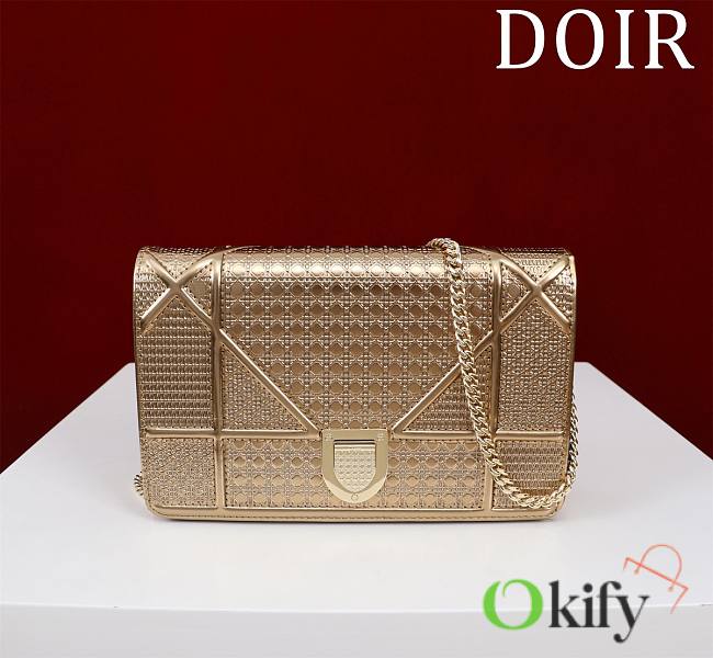 Okify Dior Gold Diorama Wallet on Chain 19x4.5x12.5cm  - 1