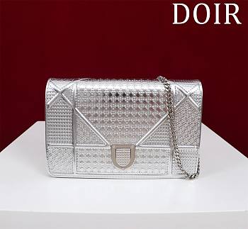 Okify Dior Silver Diorama Wallet on Chain 19x4.5x12.5cm 