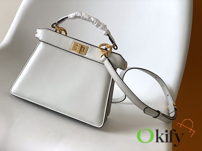 Okify Fendi Small Peekabo ISeeU White Leather Bag 20x11x15.5cm - 1