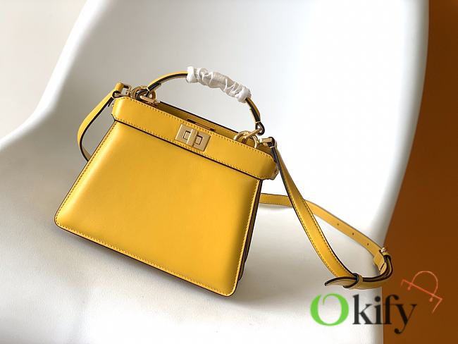 Okify Fendi Small Peekabo ISeeU Yellow Leather Bag 20x11x15.5cm - 1