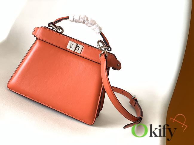 Okify Fendi Small Peekabo ISeeU Orange Leather Bag 20x11x15.5cm - 1