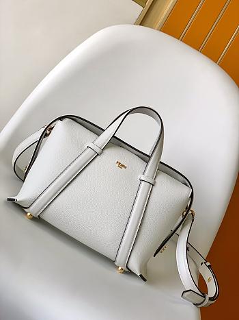 Okify Fendi Medium Boston Bag in white 27.5x17.5x25.5cm