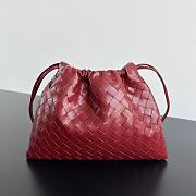 Okify Bottega Veneta Intrecciato calfskin leather dustbag with transformable strap in dark red 32x23cm - 1