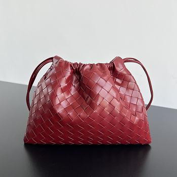 Okify Bottega Veneta Intrecciato calfskin leather dustbag with transformable strap in dark red 32x23cm