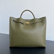 Okify Bottega Veneta Large Andiamo top handle bag in green olive silky calf leather 42x35x18cm - 1