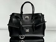 Okify Balenciaga Bel Air Small Carry All Black Bag With Silver Hardware 29.5x20.3x11.9cm - 1