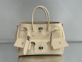 Okify Balenciaga Bel Air Small Carry All White Bag With Silver Hardware 29.5x20.3x11.9cm