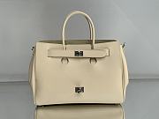 Okify Balenciaga Bel Air Small Carry All White Bag With Silver Hardware 29.5x20.3x11.9cm - 3