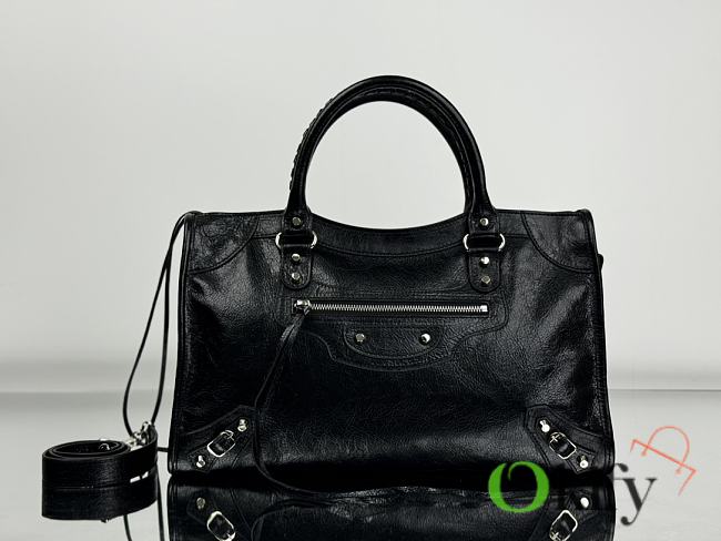 Okify Balenciaga Le City Small Bag in Black Arena Lambskin 30x20x10cm - 1