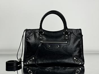 Okify Balenciaga Le City Small Bag in Black Arena Lambskin 30x20x10cm