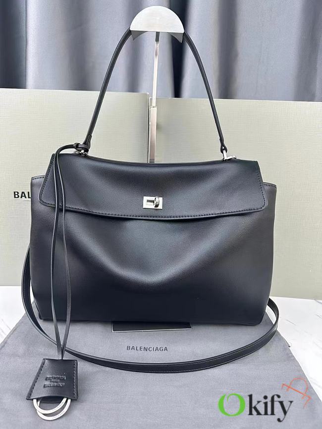 Okify Balenciaga Rodeo Medium Handbag In Black With Silver Hardware 34x11x24cm  - 1