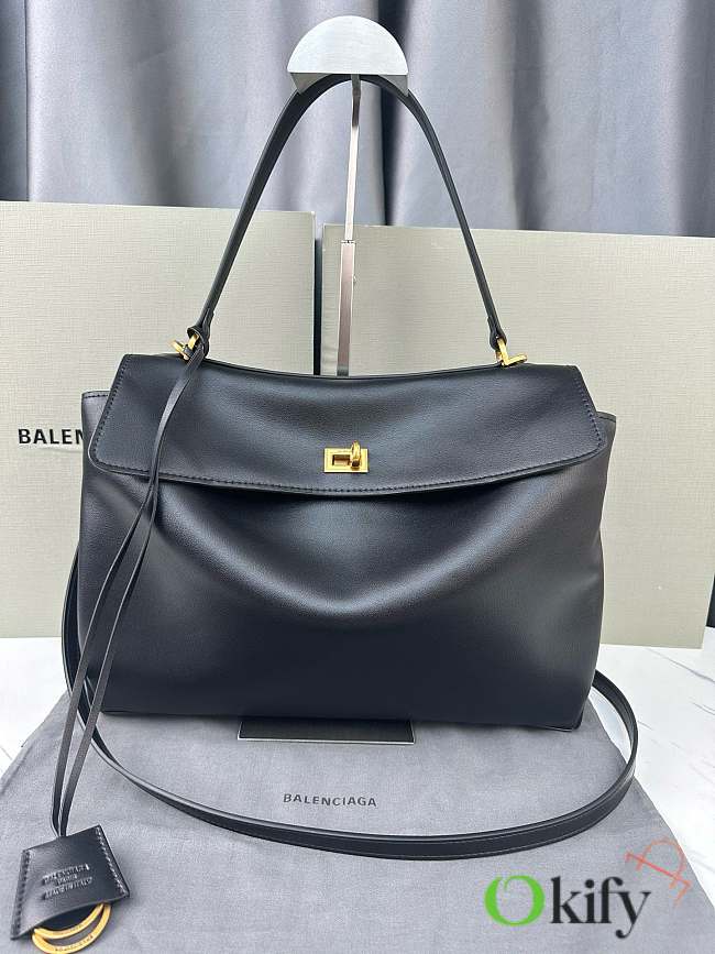 Okify Balenciaga Rodeo Medium Handbag In Black With Gold Hardware 34x11x24cm  - 1