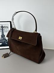 Okify Balenciaga Rodeo Dark Brown Suede Bag 34x11x24cm - 5