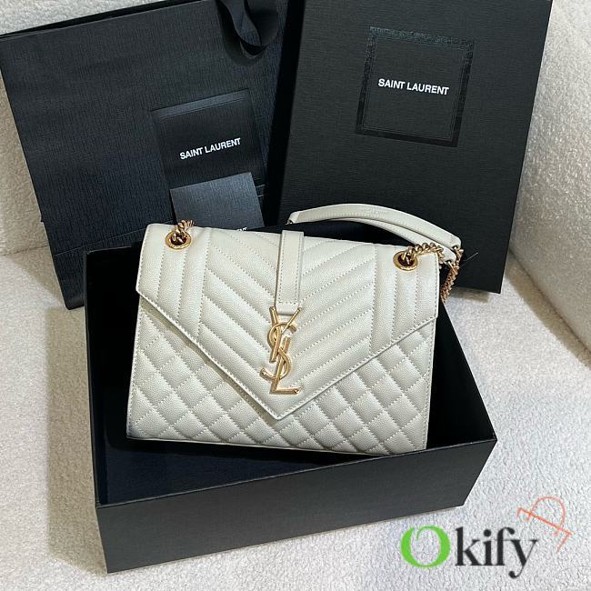 Okify YSL Medium Envelope In Matelasse Lambskin in White 24 x 17.5 x 6 cm - 1