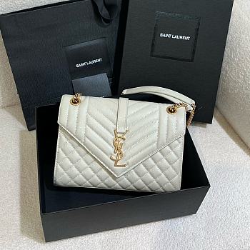 Okify YSL Medium Envelope In Matelasse Lambskin in White 24 x 17.5 x 6 cm