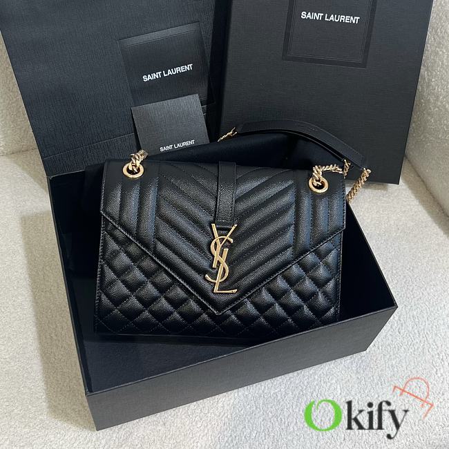 Okify YSL Medium Envelope In Matelasse Lambskin in black 24 x 17.5 x 6 cm - 1