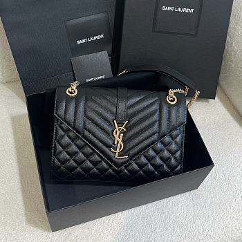 Okify YSL Medium Envelope In Matelasse Lambskin in black 24 x 17.5 x 6 cm