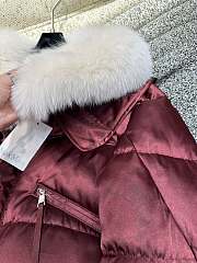 Okify MaxMara red jacket with white goose down collar S-XL - 4