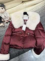 Okify MaxMara red jacket with white goose down collar S-XL - 2