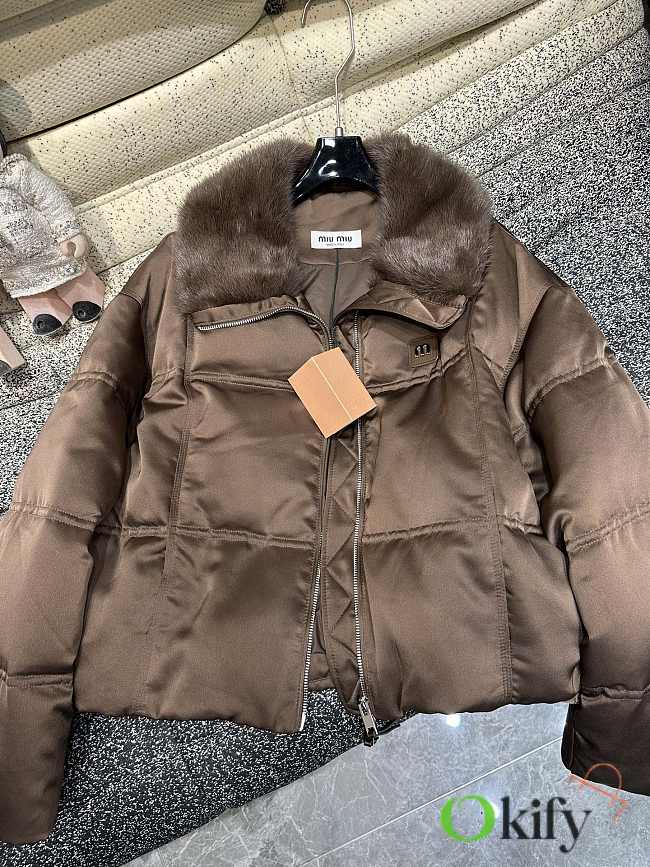 Okify MiuMiu Brown Jacket With Mink Collar SML - 1