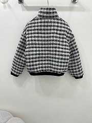 Okify Chanel woolen retro woven stand collar cotton coat in black SML - 2