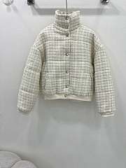 Okify Chanel woolen retro woven stand collar cotton coat in white SML - 1